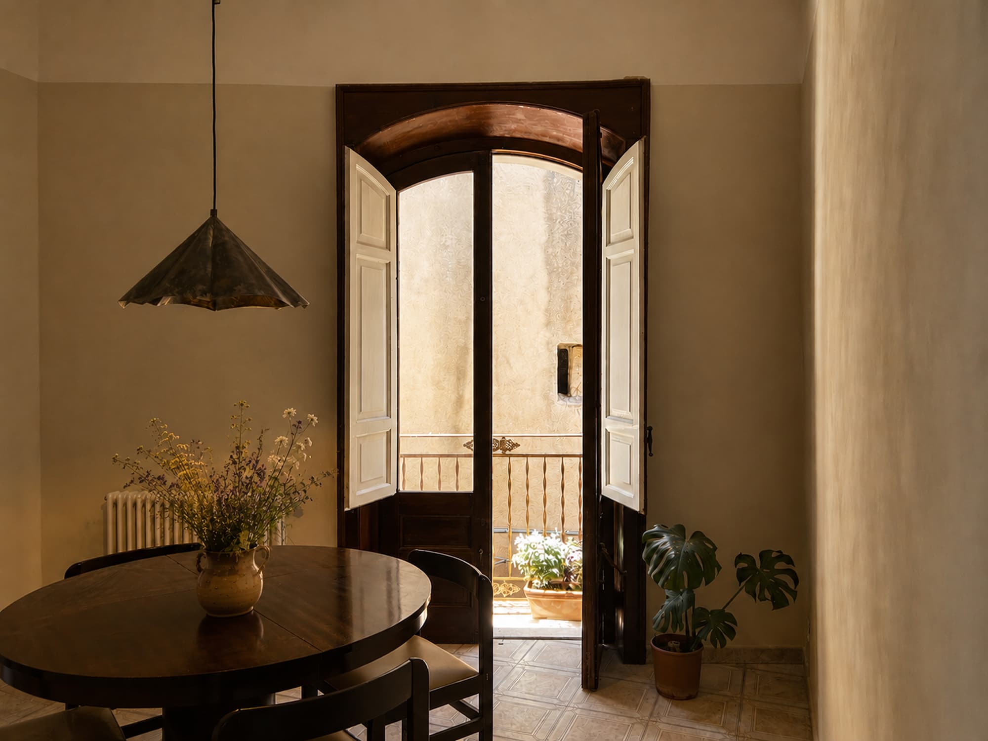 Interior doorway and dining table